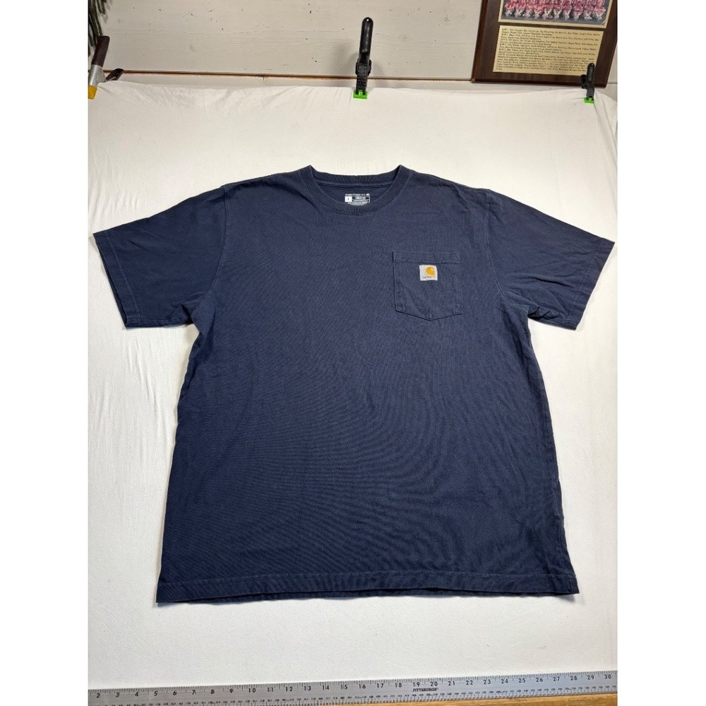 Carhartt K87 Mens Large Navy Blue Pocket T Shirt Loose Fit Heavyweight Cotton